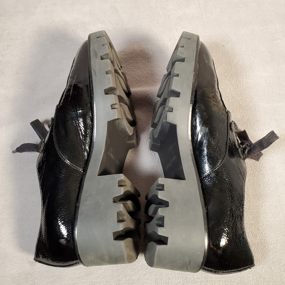 Donald Pliner Emill Oxford Womens 8M‎ Black Patent Leather Lug Sole Goth Grunge - Picture 5 of 8